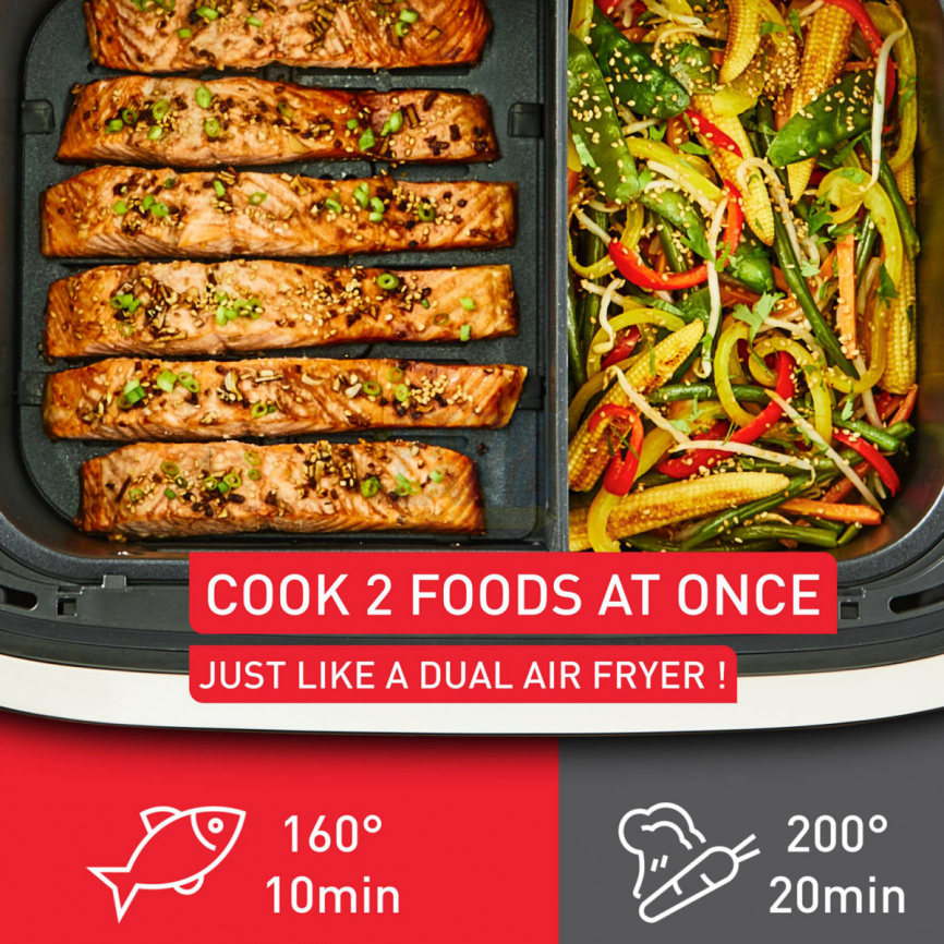 Аэрогриль Tefal Dual Easy Fry Flex EY9228E0 серебристый/ черный фото 4