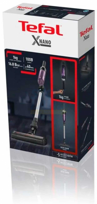 Беспроводной пылесос Tefal X-Nano Essential TY1129WO, фиолетовый/серебристый фото 8