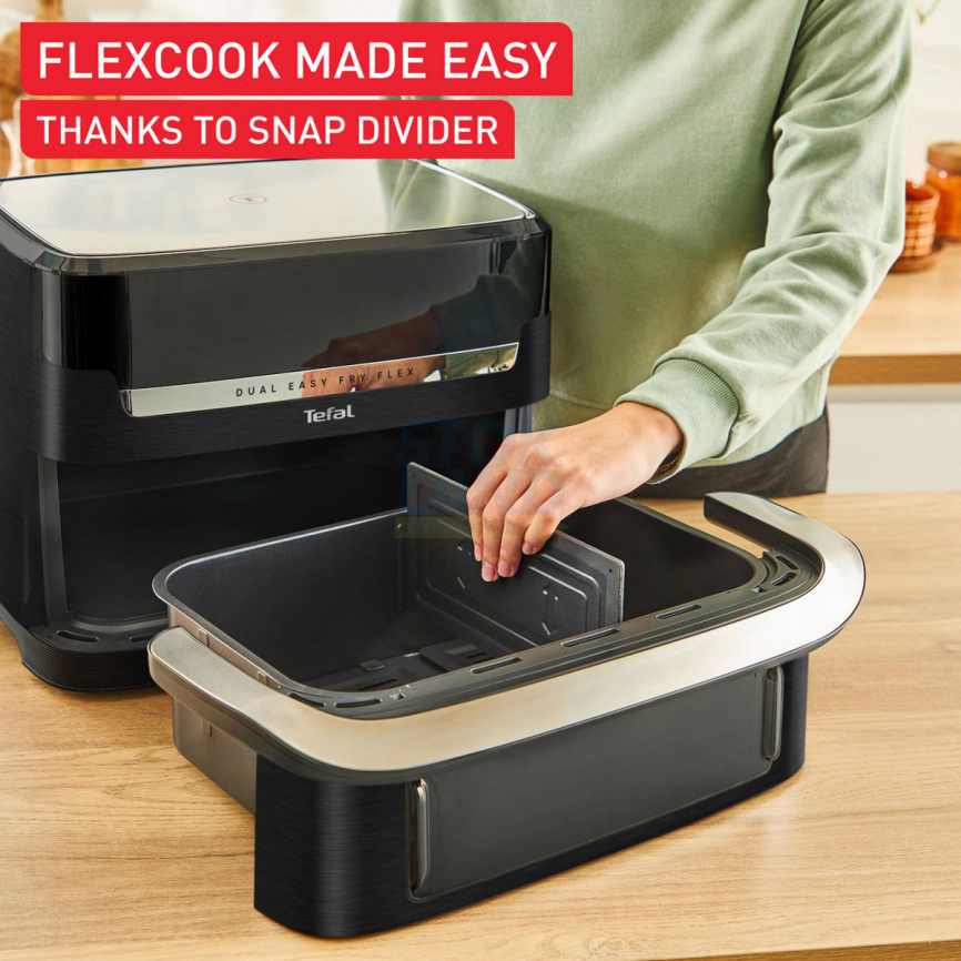 Аэрогриль Tefal Dual Easy Fry Flex EY9228E0 серебристый/ черный фото 5