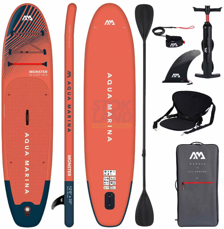 SUP-доска Aqua Marina Monster Sky Glider, 366х84х15 см, насос, весло, лиш, киль, ремнабор, сумка, до 170 кг (BT-23MOP) фото 9