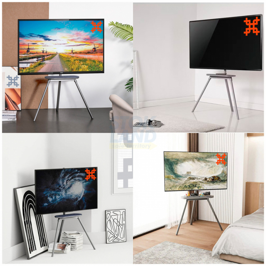 Стойка UniTeki SNM005NS для телевизора мобильная, напольная с полкой диагональ 37-65 дюйма фото 5