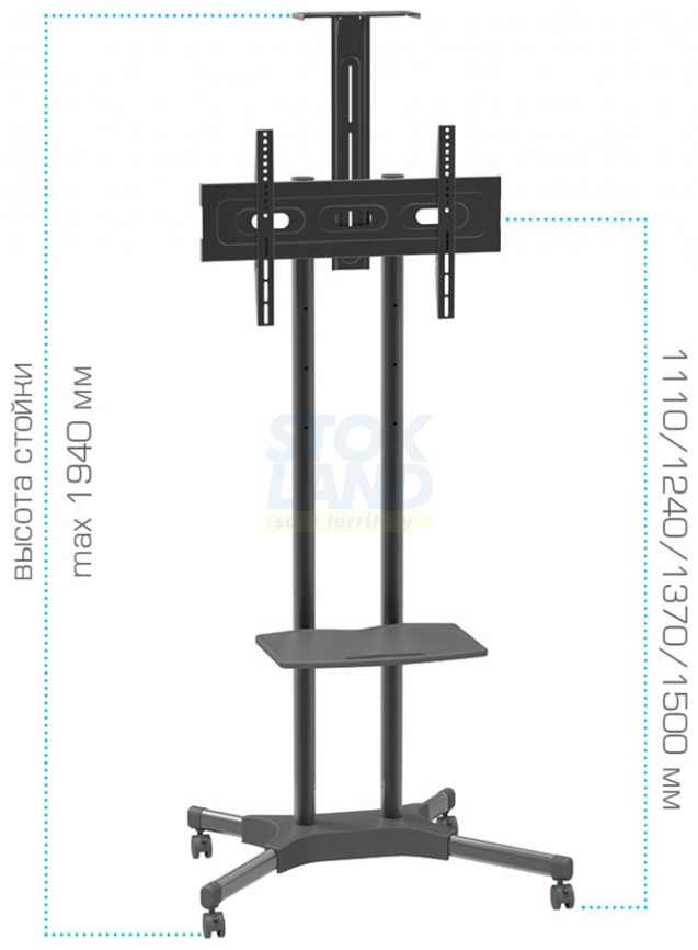 Мобильная стойка для LED/LCD/ PLASMA телевизоров Arm media PT-STAND-12 black фото 1