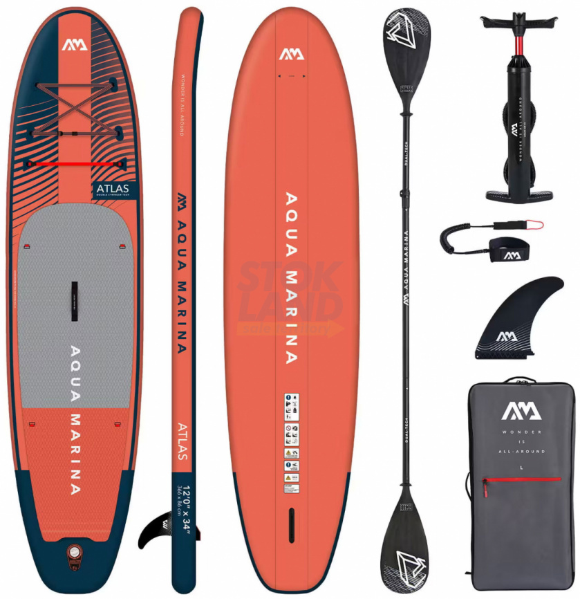 SUP-доска Aqua Marina Atlas, 366х86х15 см, насос, лиш, киль, ремнабор, сумка, до 180кг (BT-23ATP) фото 10