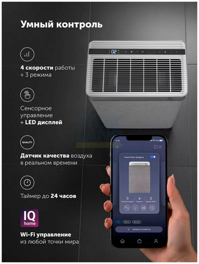 Воздуxоочиститель Polaris PPAT 02A WIFI IQ Home, белый фото 11