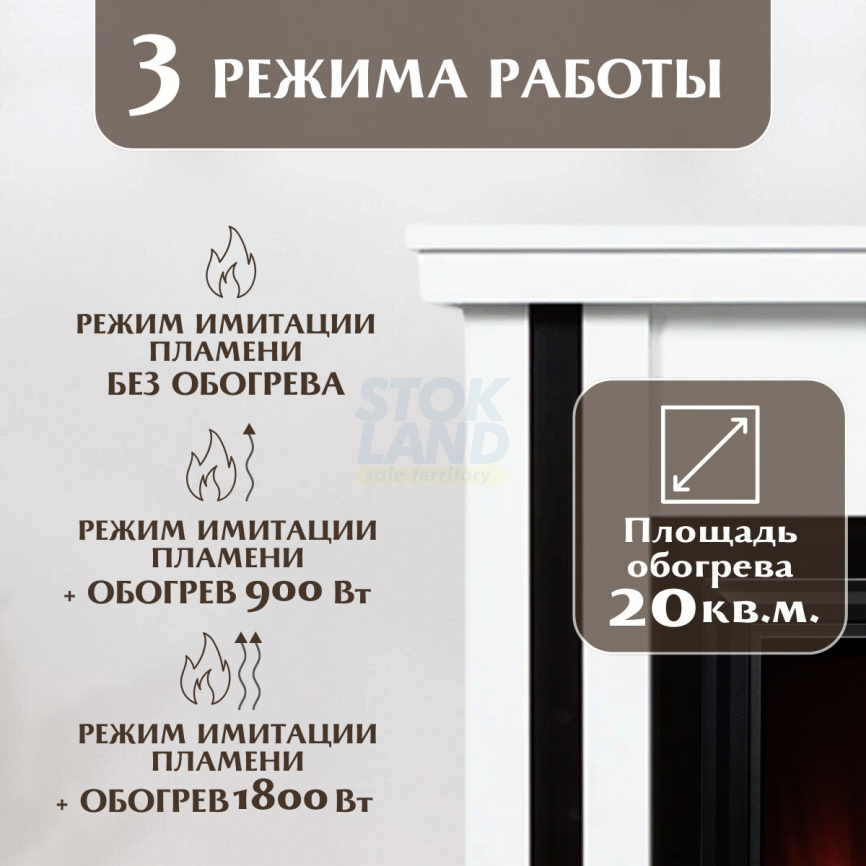 Каминокомплект Elekam Neo с очагом Pulsar 23G белый с черным фото 9