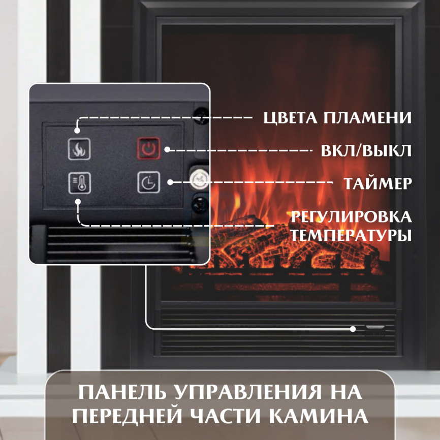 Каминокомплект Elekam Neo с очагом Pulsar 23G белый с черным фото 8