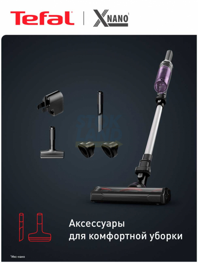 Беспроводной пылесос Tefal X-Nano Essential TY1129WO, фиолетовый/серебристый фото 5