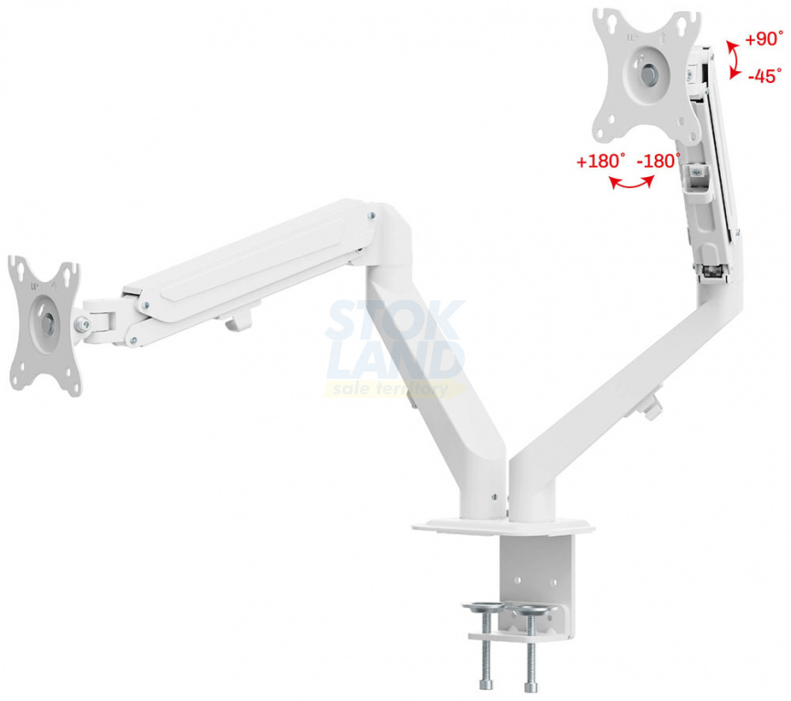 Кронштейн для двух мониторов UniTeki FMGT82W для двух мониторов к столу, газ лифт, диагональ 17-27 дюймов фото 2