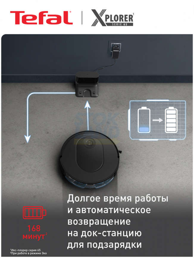 Робот-пылесос Tefal X-Plorer Serie 65+ RG8L65WH черный фото 6