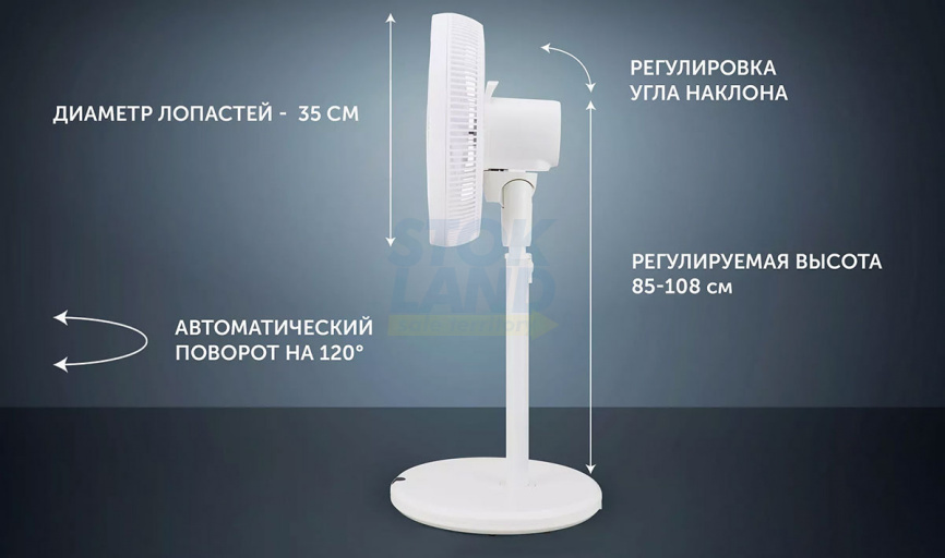 Напольный вентилятор Polaris PSF 3080, белый фото 6