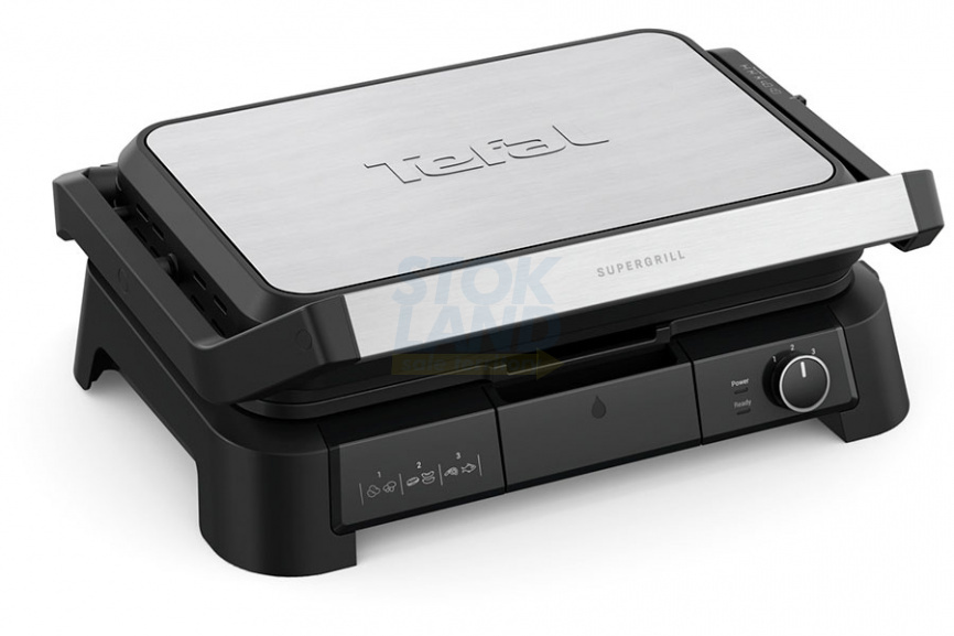 Гриль Tefal SuperGrill 3 в 1 XL GC520DE0, серебристый/черный фото 1