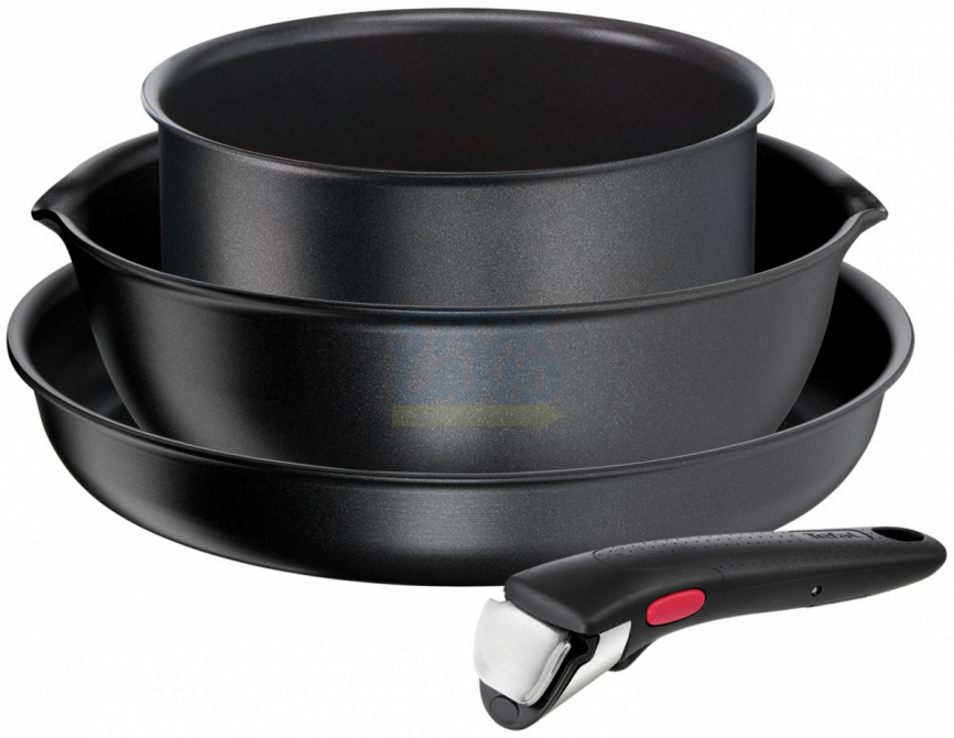 Набор посуды со съемной ручкой Tefal Ingenio Daily Chef Black 4 пр: глубокая сковорода 22 / 26 см ковш 18 ручка) L7629453 фото 1
