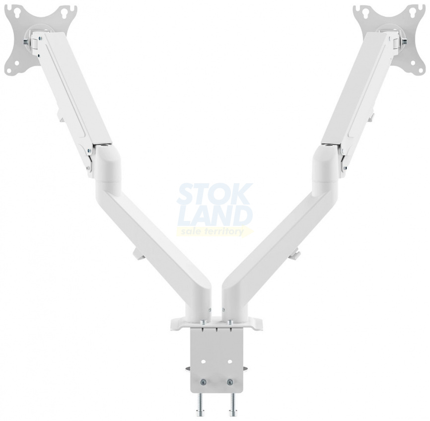 Кронштейн для двух мониторов UniTeki FMGT82W для двух мониторов к столу, газ лифт, диагональ 17-27 дюймов фото 1
